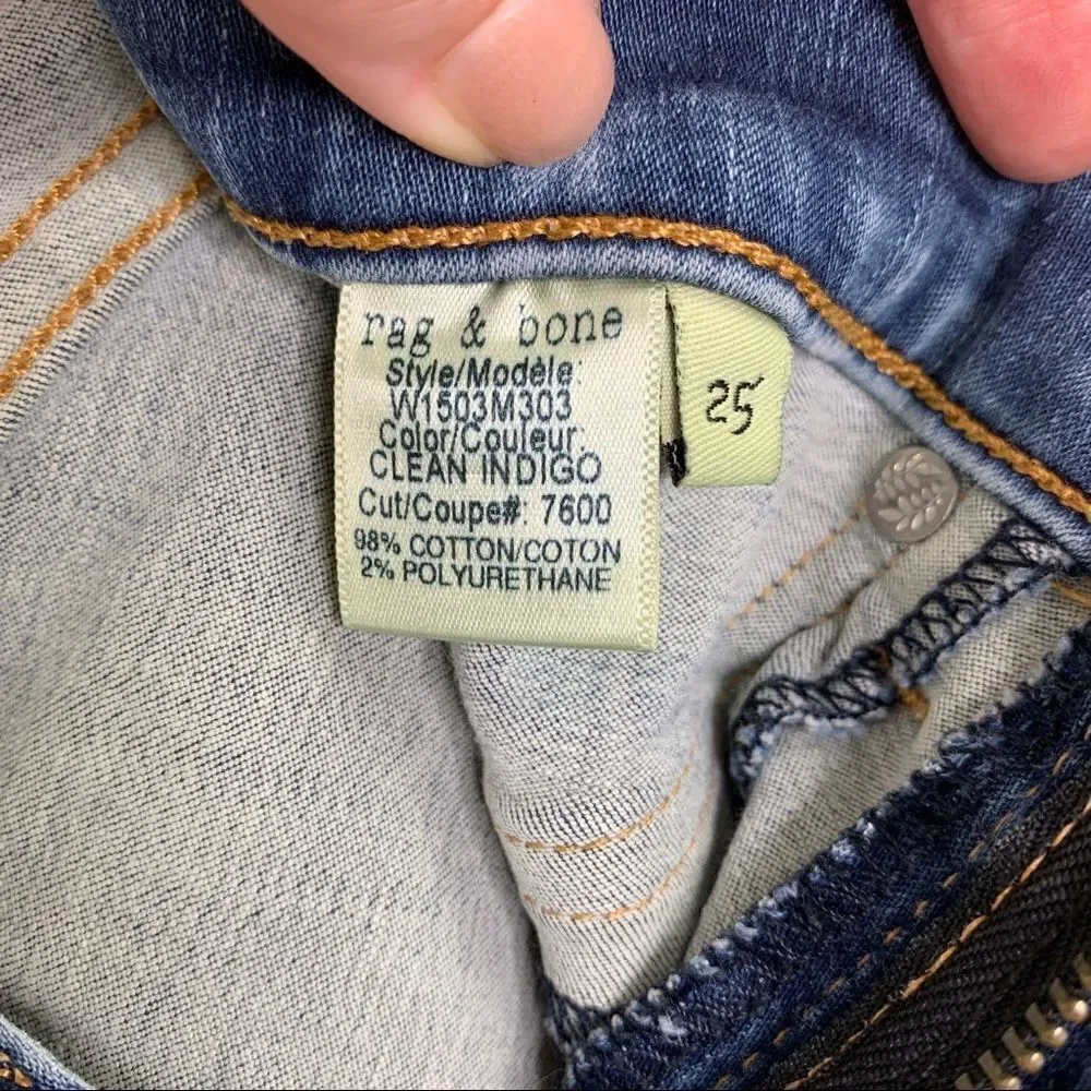 Rag & Bone The Legging Skinny Jeans - Clean Indigo Medium Wash‎ Low-rise Sz 25
